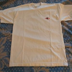 White Calvin Klein Embroidered Logo T Shirt L